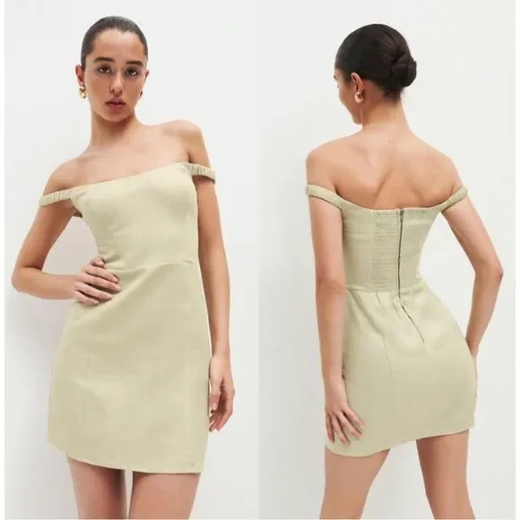 knee length dresses for ladies Square Neck Long Sleeve Midi Dress in Ivory - 4
